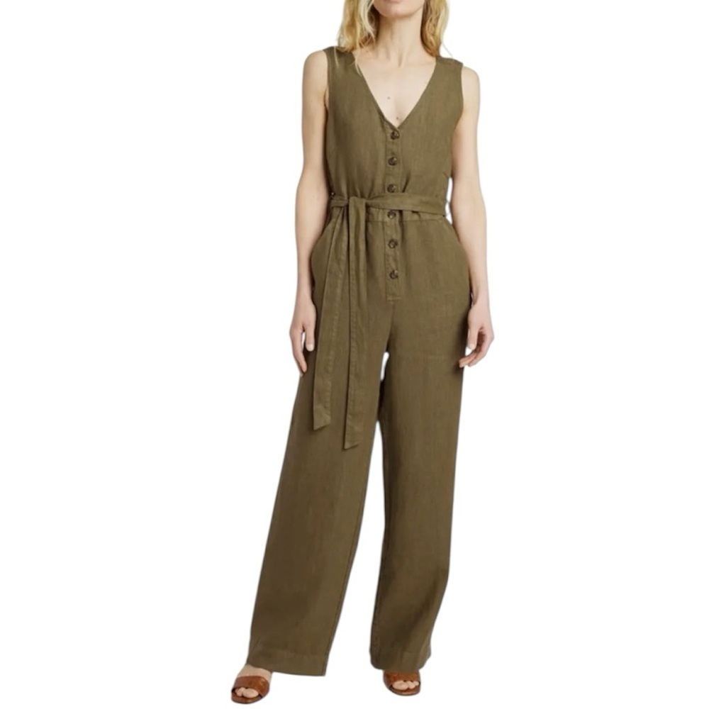 Faherty | Women’s 100% Linen Alina Sleeveless Jumpsuit Size 2